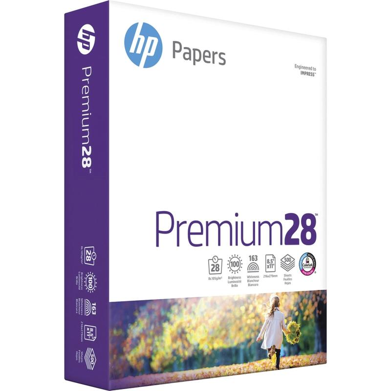 HP Premium 28 Multi-Use Printer & Copy Paper, Bright White, Letter (8.5in x 11in), 500 Sheets Per Ream, 28 Lb, 100 Brightness (Min Order Qty 4) MPN:205200