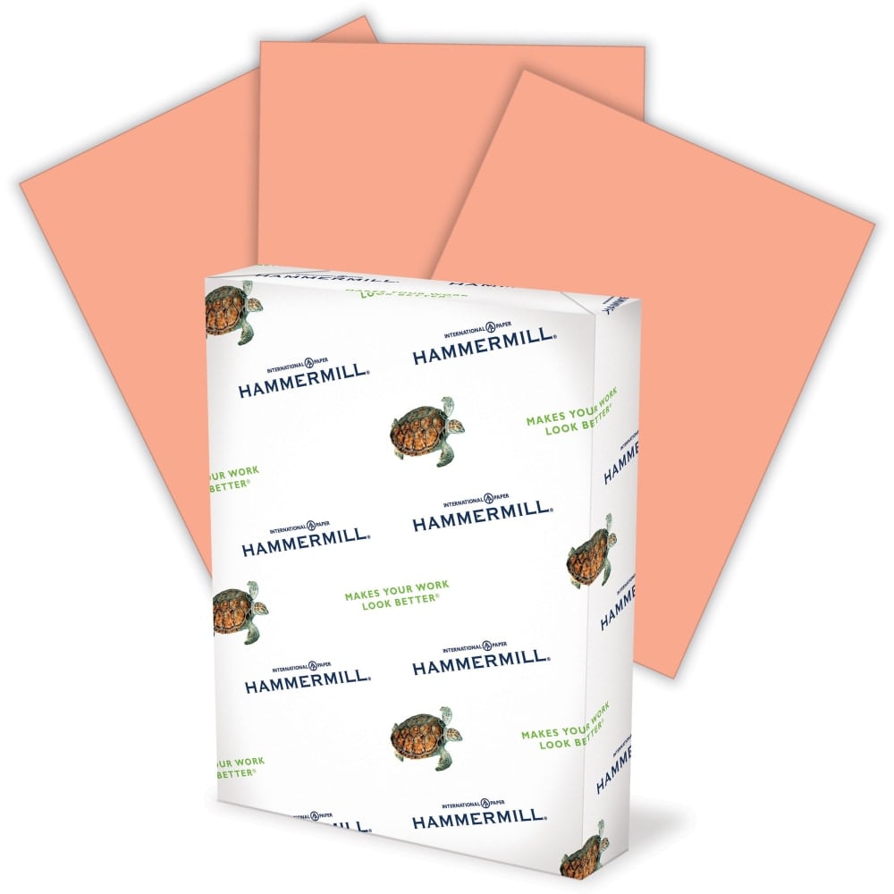 Hammermill Super-Premium Color Copy Paper, Salmon, Letter (8.5in x 11in), 500 Sheets Per Ream, 20 Lb, 30% Recycled (Min Order Qty 4) MPN:103119