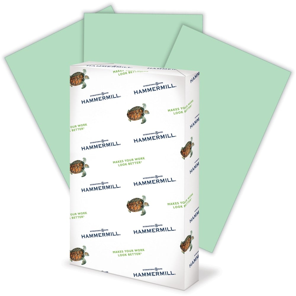 Hammermill Fore Super-Premium Color Copy Paper, Green, Legal (8.5in x 14in), 500 Sheets Per Ream, 20 Lb, 30% Recycled (Min Order Qty 4) MPN:103374