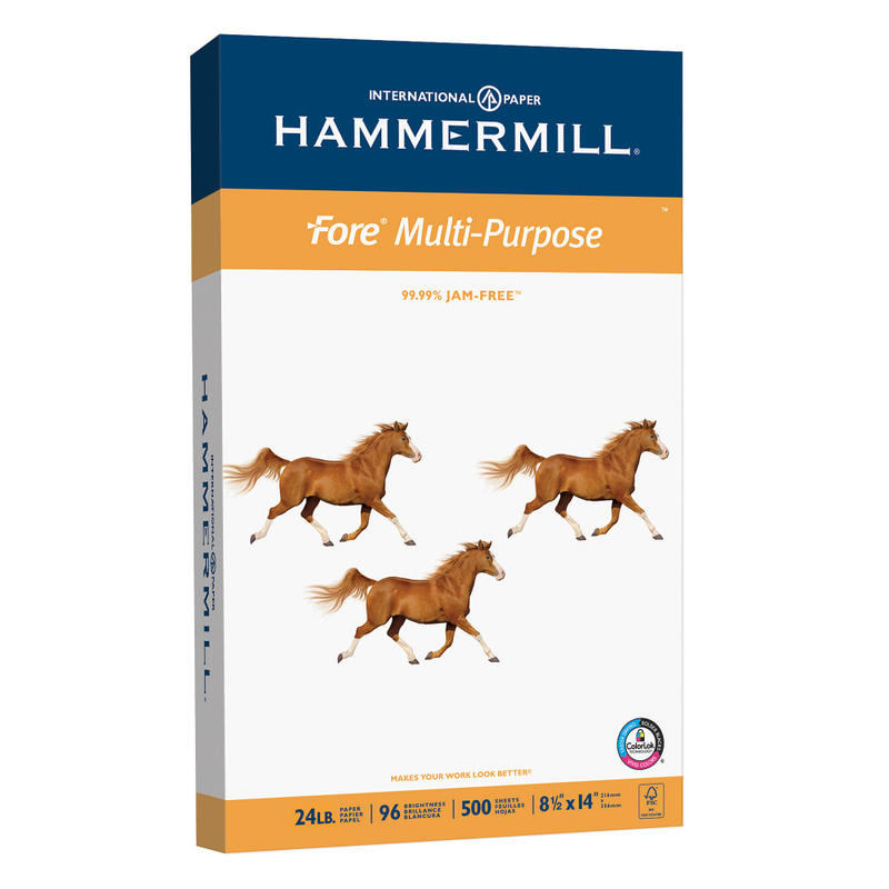Hammermill Fore Multi-Use Printer & Copy Paper, White, Legal (8.5in x 14in), 500 Sheets Per Ream, 24 Lb, 92 Brightness (Min Order Qty 5) MPN:101279