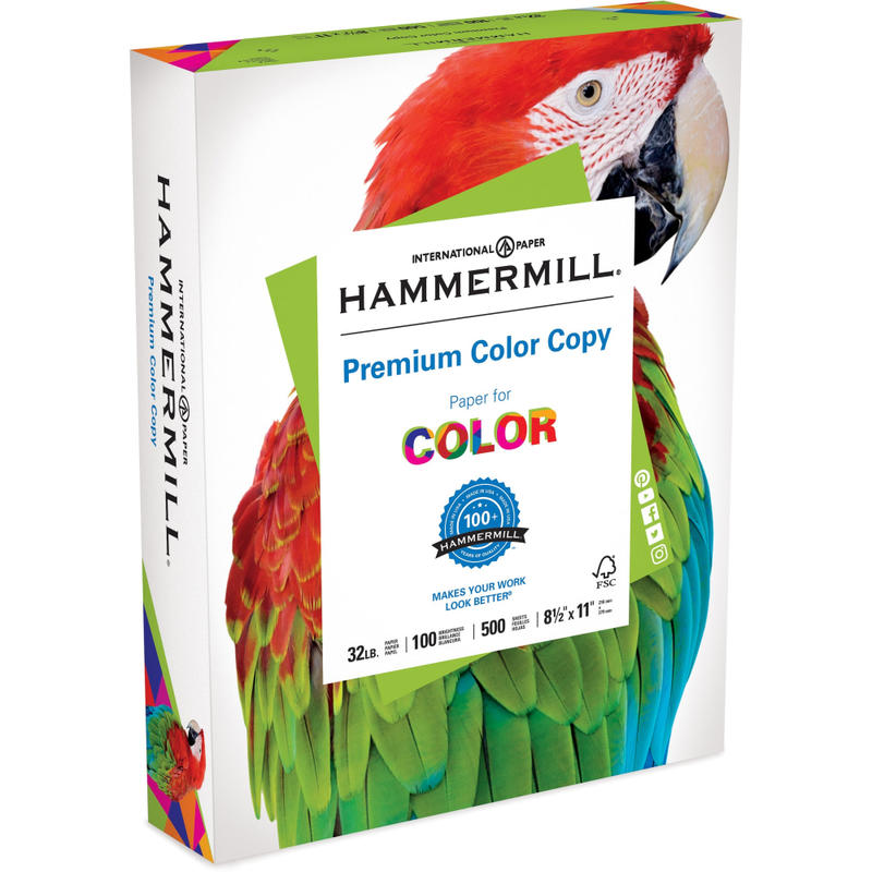 Hammermill Color Multi-Use Printer & Copy Paper, White, Letter (8.5in x 11in), 500 Sheets Per Ream, 32 Lb, 100 Brightness (Min Order Qty 4) MPN:102630