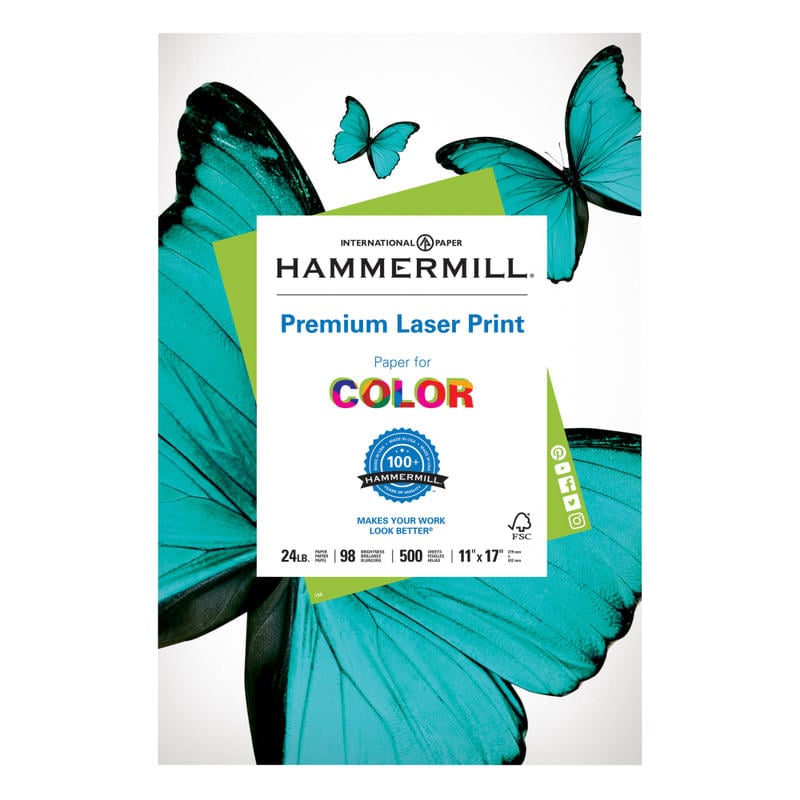 Hammermill Premium Laser Print & Copy Paper, Ledger Size (11in x 17in), 24 Lb, White, Ream Of 500 Sheets (Min Order Qty 2) MPN:104620