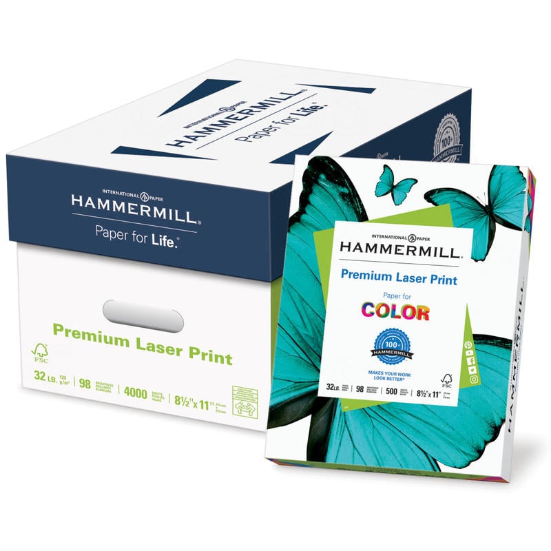 Hammermill Multi-Use Printer & Copier Paper, Letter Size (8 1/2in x 11in), 5000 Total Sheets, 32 Lb, White, 500 Sheets Per Ream, Case Of 10 Reams MPN:104646