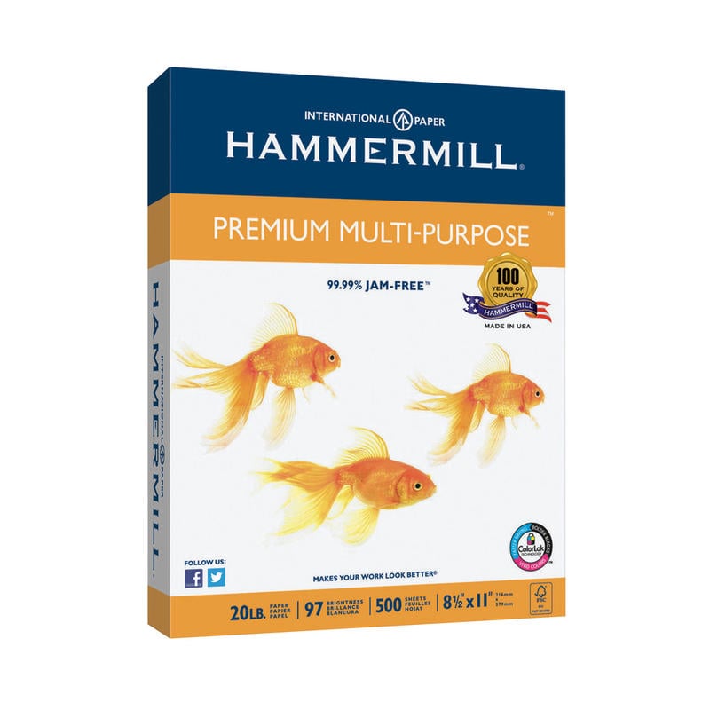 Hammermill Premium Multi-Use Printer & Copy Paper, White, Letter (8.5in x 11in), 500 Sheets Per Ream, 20 Lb, 92 Brightness (Min Order Qty 5) MPN:106310-EA