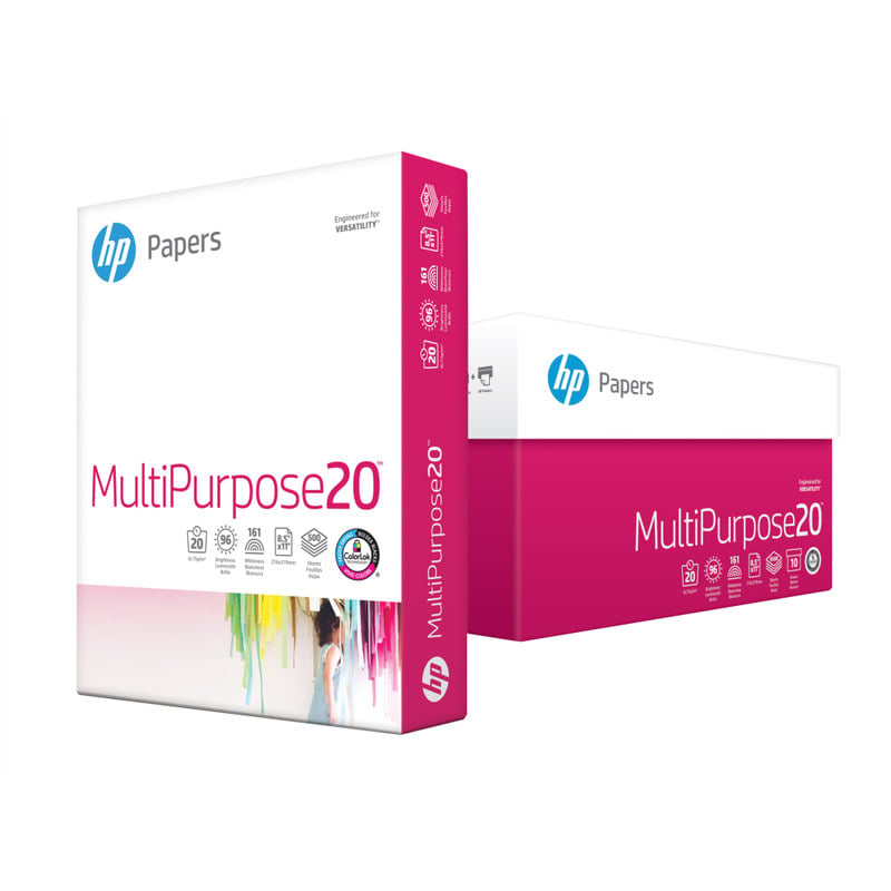 HP Multi-Use Print & Copy Paper, Letter Size (8 1/2in x 11in), 20 Lb, Ultra White, 500 Sheets Per Ream, Case Of 10 Reams MPN:251668