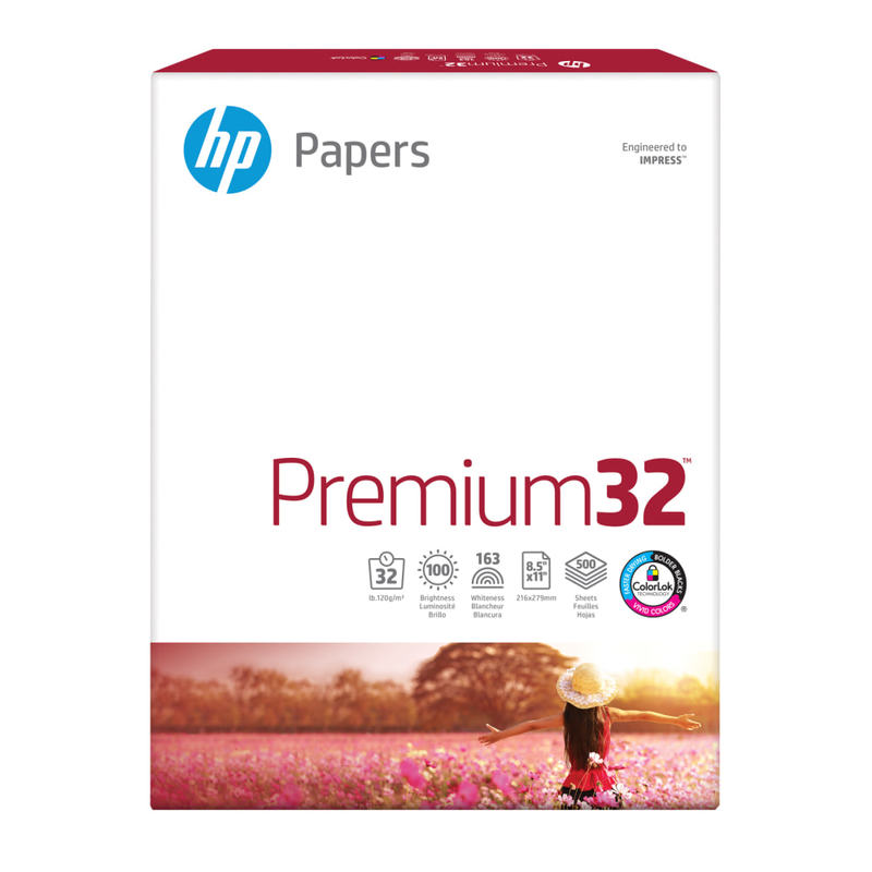 HP Premium32 Copy Paper, Smooth, Letter Size (8 1/2in x 11in), 32 Lb, Ream Of 500 Sheets (Min Order Qty 3) MPN:271501