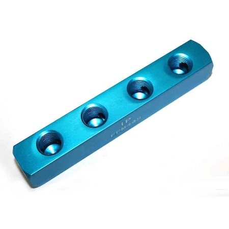 Aluminum Rectangle Pencil Manifold 4 Way Outlet 1/4 Inch NPT Female MPN:FPM44S