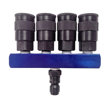 Aluminum Rectangular Manifold with Four 3/8