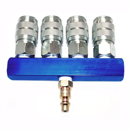 Alum Rectangular Manifold w/Four 1/4