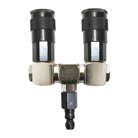 Double Swivel Manifold with Two 1/4 Inch Steel Automotive Couplers & One 1/4 Inch Steel Plug Kit MPN:FS244-KA4