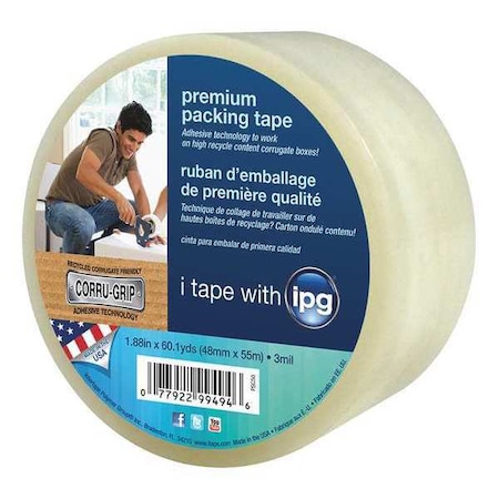 Prem Packaging Tape, 3mil 48mmx55m, PK16, 1.89