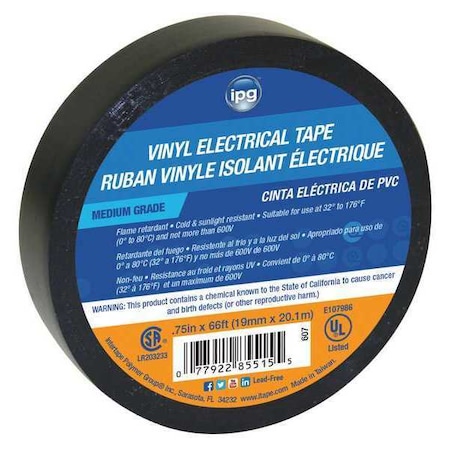 Electrical Black .75X66 Plan, Pk120 MPN:85835