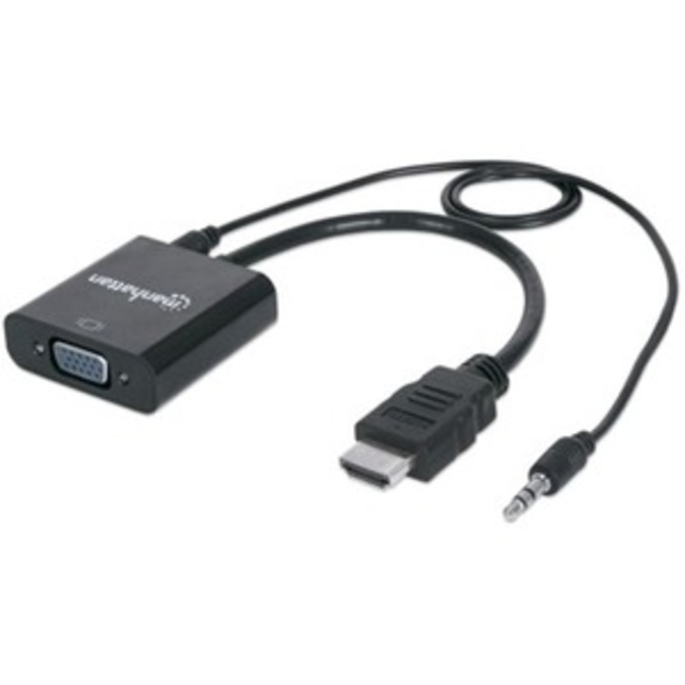 Manhattan HDMI Male To VGA Female Converter With Audio and Optional USB Micro-B Power Port, 1.64ft MPN:151450