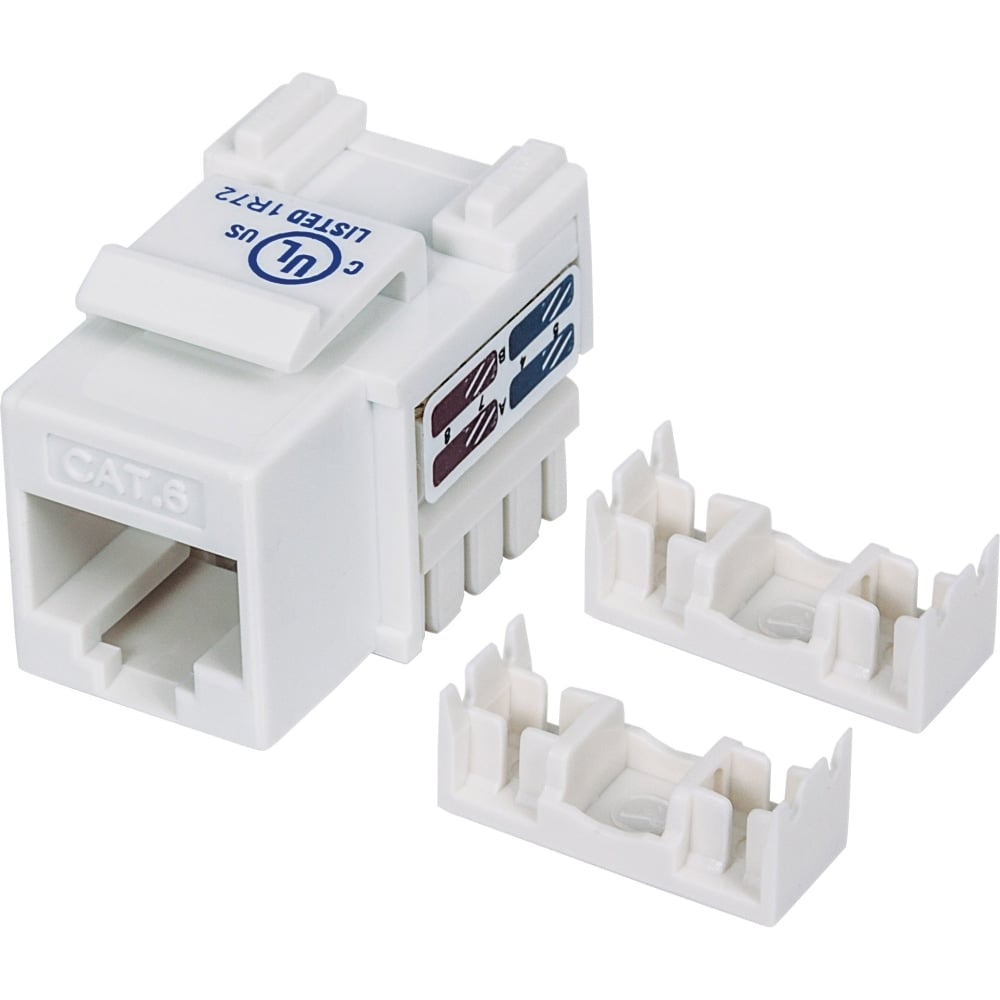 Intellinet Keystone Jack, Cat6, UTP, Punch-down, White - Modular insert - CAT 6 - UTP - RJ-45 - white MPN:210591