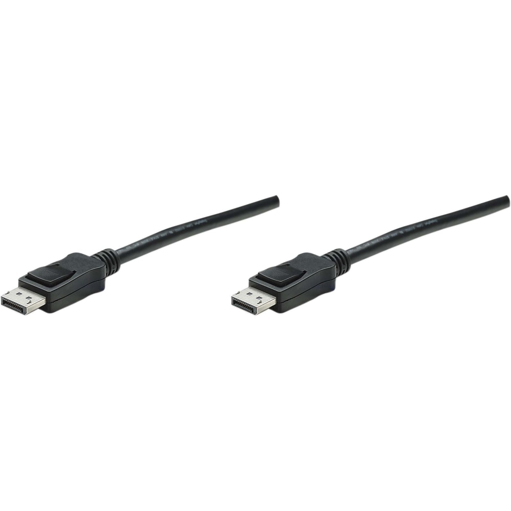 Manhattan DisplayPort 1.2 Cable, 4K@60hz, 2m, Male to Male, With Latches, Fully Shielded, Black, Lifetime Warranty, Polybag - 307116 MPN:307116