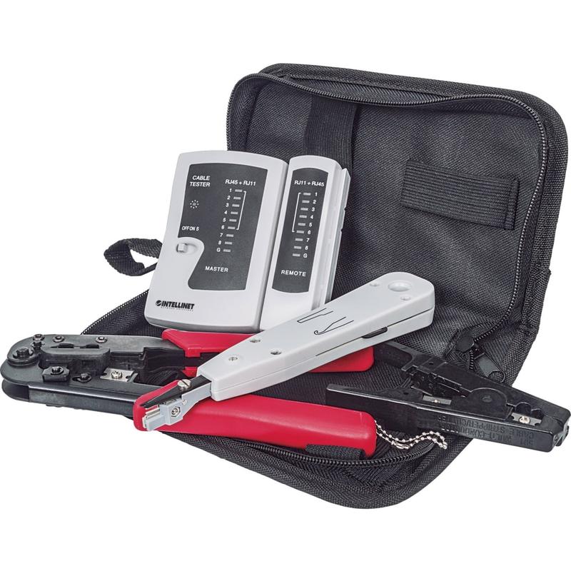 Intellinet Network Solutions 4-Piece Network Tool Kit Composed of LAN Tester, LSA Punch Down Tool, Crimping Tool and Cutter/Stripper Tool - 780070 MPN:780070