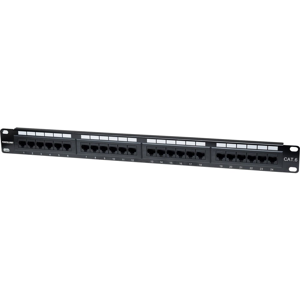 Intellinet Network Solutions 24-Port Rackmount Cat6 UTP 110/Krone Patch Panel, 1U - Supports 22 to 26 AWG Stranded and Solid Wire MPN:520959
