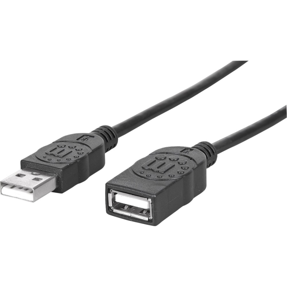 Manhattan USB-A to USB-A Extension Cable, 1.8m, Male to Female, 480 Mbps (USB 2.0), Hi-Speed USB, Black, Lifetime Warranty, Polybag - 338653 MPN:338653