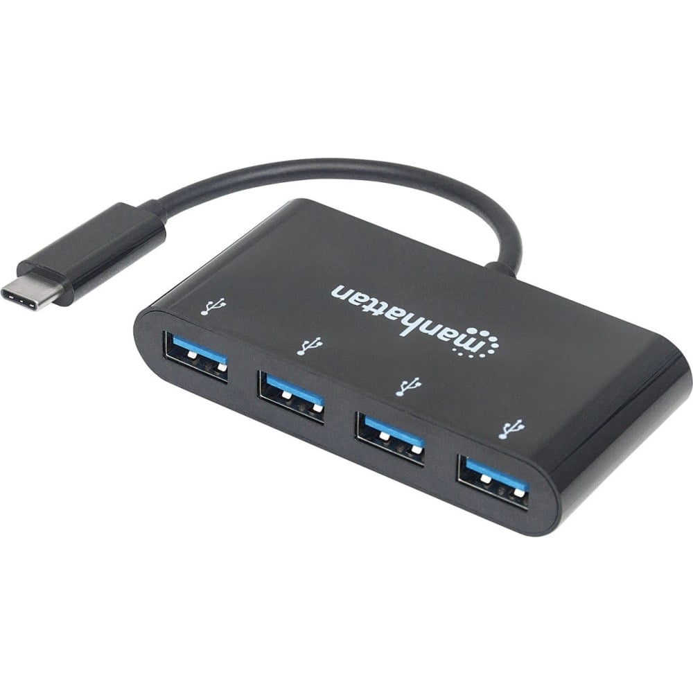 Manhattan USB-C Dock/Hub, Ports (x4): USB-A (x4), 5 Gbps (USB 3.2 Gen1 aka USB 3.0), External Power Supply Not Needed, Cable 20cm MPN:162746