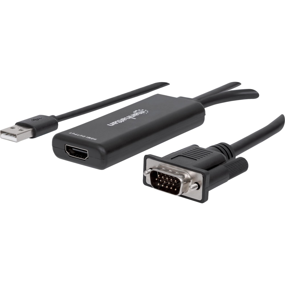 Manhattan VGA and USB to HDMI Converter - Functions: Signal Conversion - USB, VGA - 1920 x 1080 - Mac, PC - External (Min Order Qty 2) MPN:152426