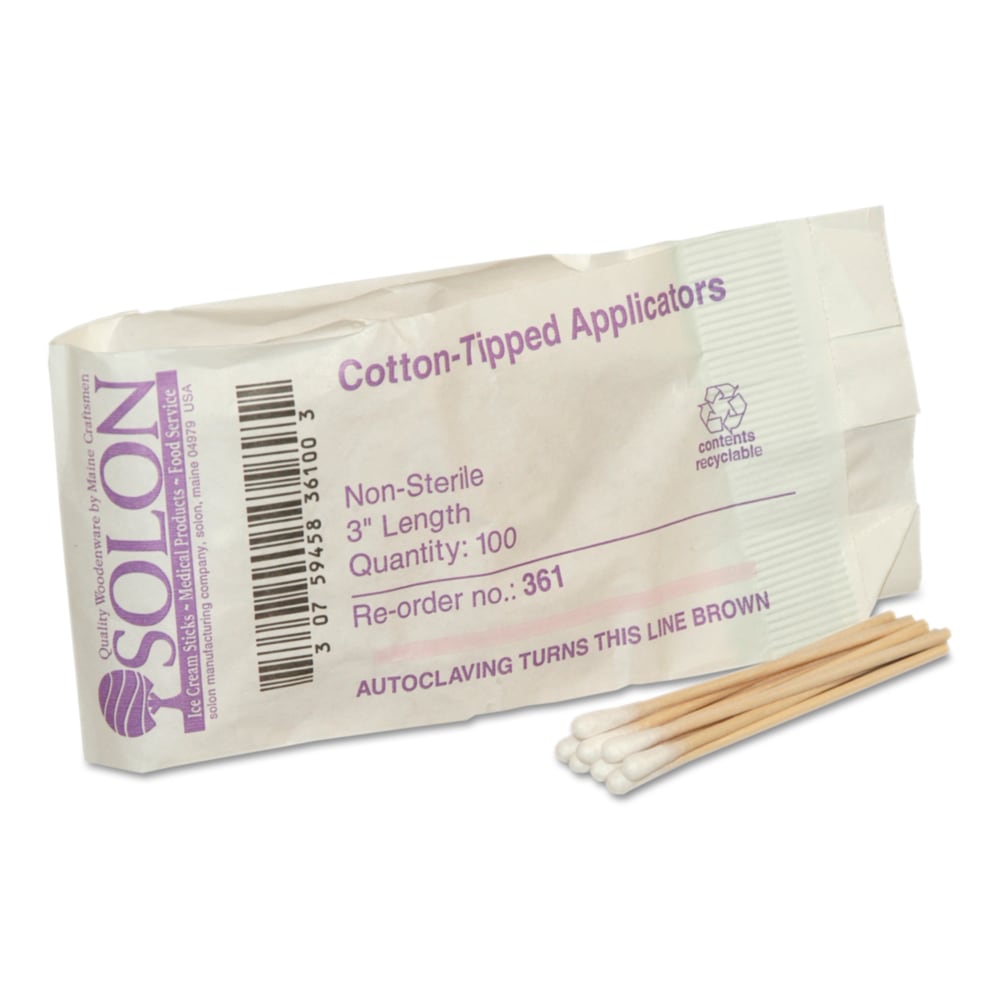 First Aid Only Cotton-Tipped Applicators Refill, 3in, Bag Of 100 Applicators MPN:25-400