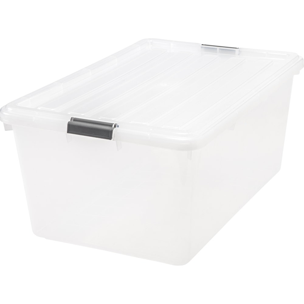 Iris Storage Boxes With Lift-Off Lids, 26 1/10in x 17 1/2in x 11 1/4in, Clear, Case Of 5 MPN:100101