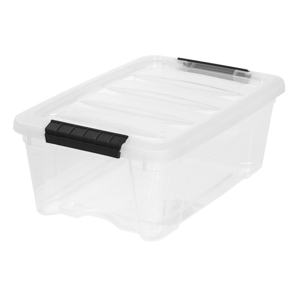IRIS Latch Plastic Storage Container With Built-In Handles And Snap Lid, 12.95 Quarts, 16 1/2in x 11in x 6 1/2in, Clear (Min Order Qty 9) MPN:100300