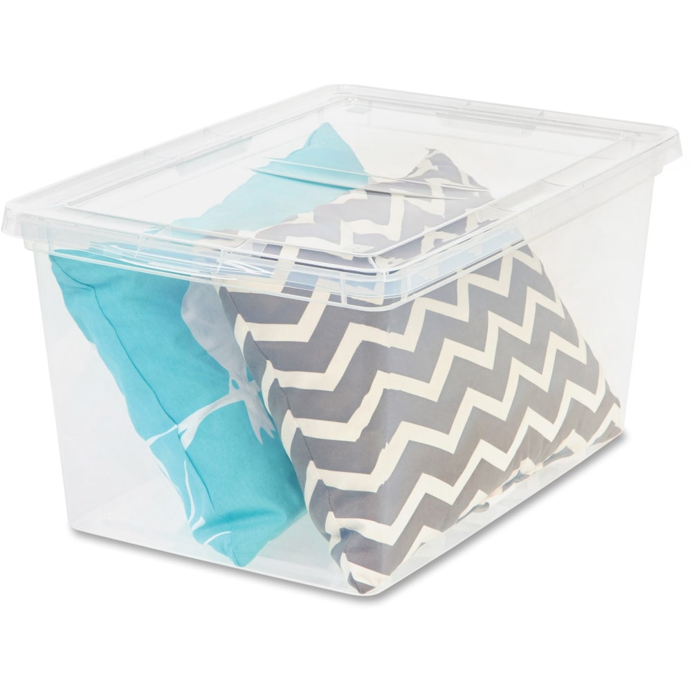 IRIS Deep Modular Snap-tight Lid Clear Box - External Dimensions: 24in Length x 16.3in Width x 14in Height - 17 gal - Stackable - Clear - For Blanket, Comforter - 6 / Carton MPN:200450