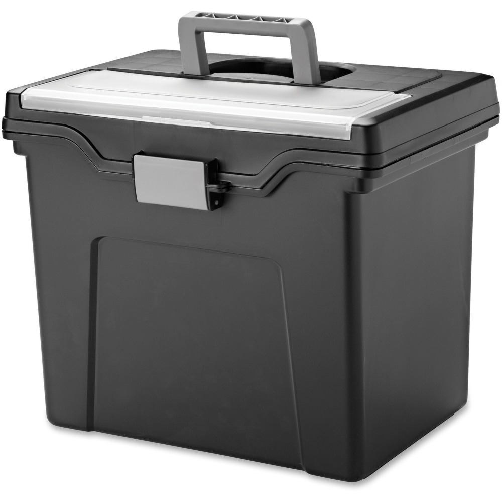 IRIS Portable Letter-size File Box - External Dimensions: 13.8in Length x 10.2in Width x 11.7in Height - Media Size Supported: Letter 8.50in x 11in - Buckle Closure - Black - For Pen/Pencil, Business Card, Hanging Folder - 1 Each (Min Order Qty 3) MPN:110