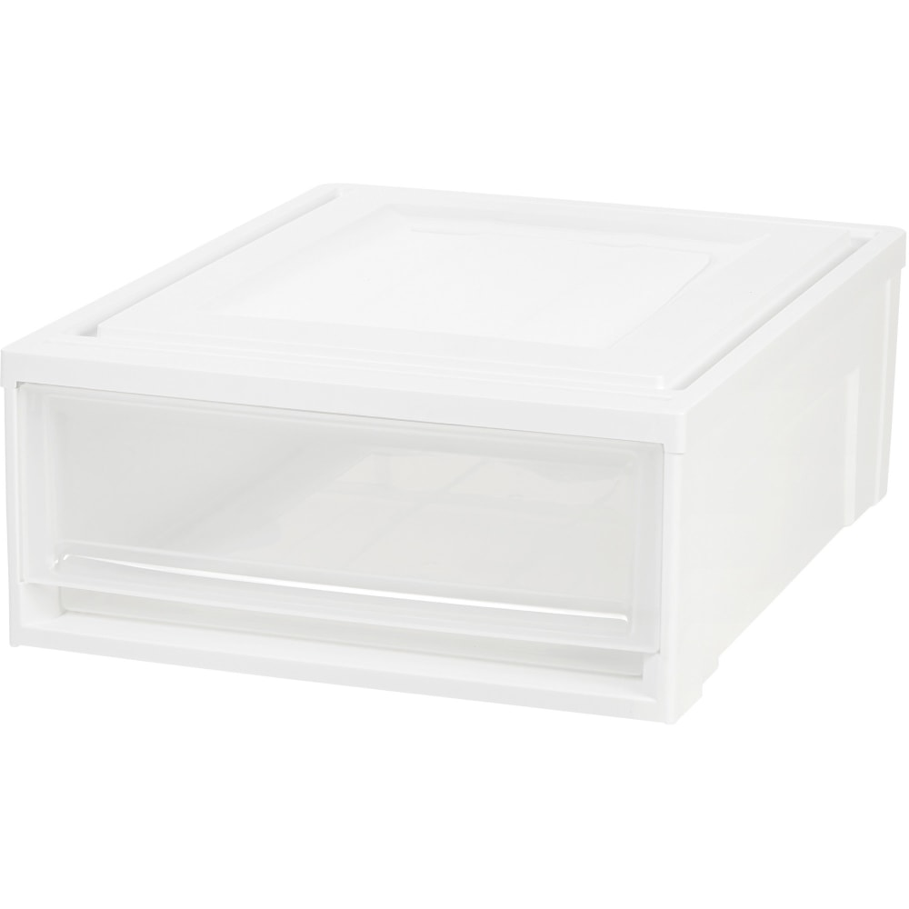 IRIS Stackable Storage Box Drawer - External Dimensions: 19.6in Length x 15.8in Width x 7in Height - 5.50 gal - Stackable - Plastic - Clear, White - For Accessories, Craft Supplies, Toiletries - 4 / Carton MPN:129770