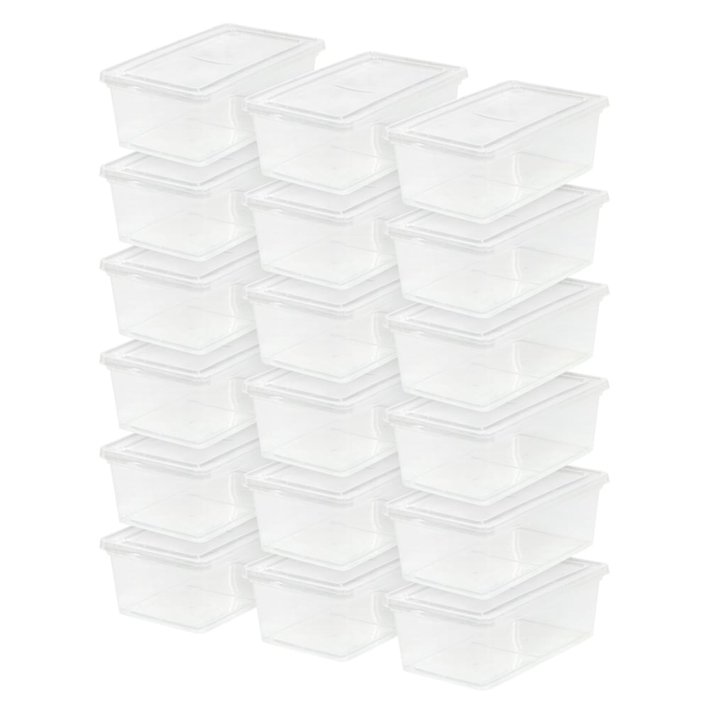 Iris Storage Boxes With Lids, 4-15/16inH x 8-1/4inW x 14-1/4inD, Clear, 18 pack MPN:116877