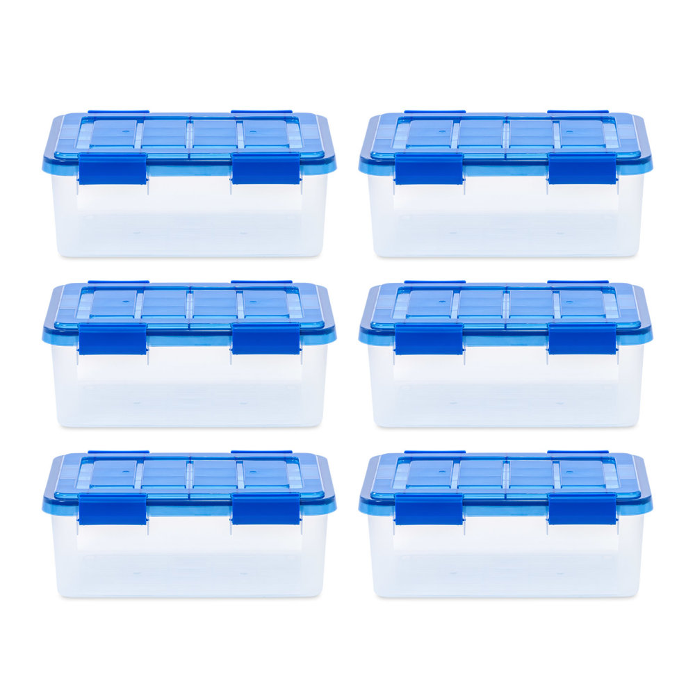 Iris Ultimate Weathertight Storage Boxes, 17-7/16inL x 16-3/16inW x 10-1/4inH, 16 Qt, Clear, Set Of 6 Boxes MPN:500134