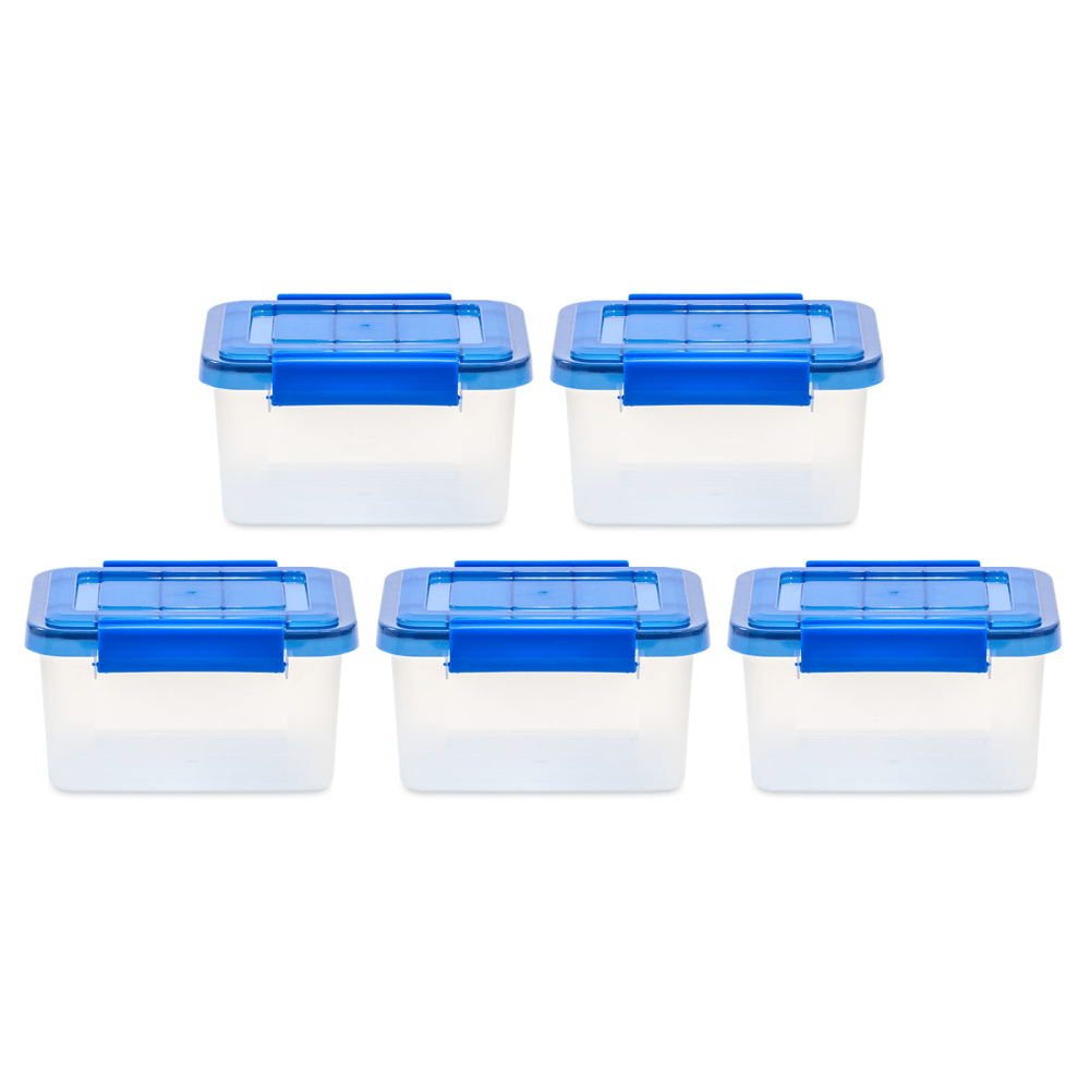 Iris Ultimate Weathertight Storage Boxes, 11-1/2inL x 12-7/16inW x 10-1/4inH, 6.5 Qt, Clear, Set Of 5 Boxes MPN:500136