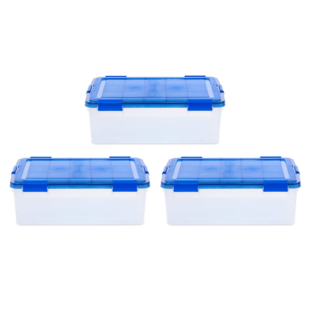 Iris Ultimate Weathertight Storage Boxes, 23-5/8inL x 20-1/16inW x 10-1/4inH, 41.2 Qt, Clear, Set Of 3 Boxes MPN:500140