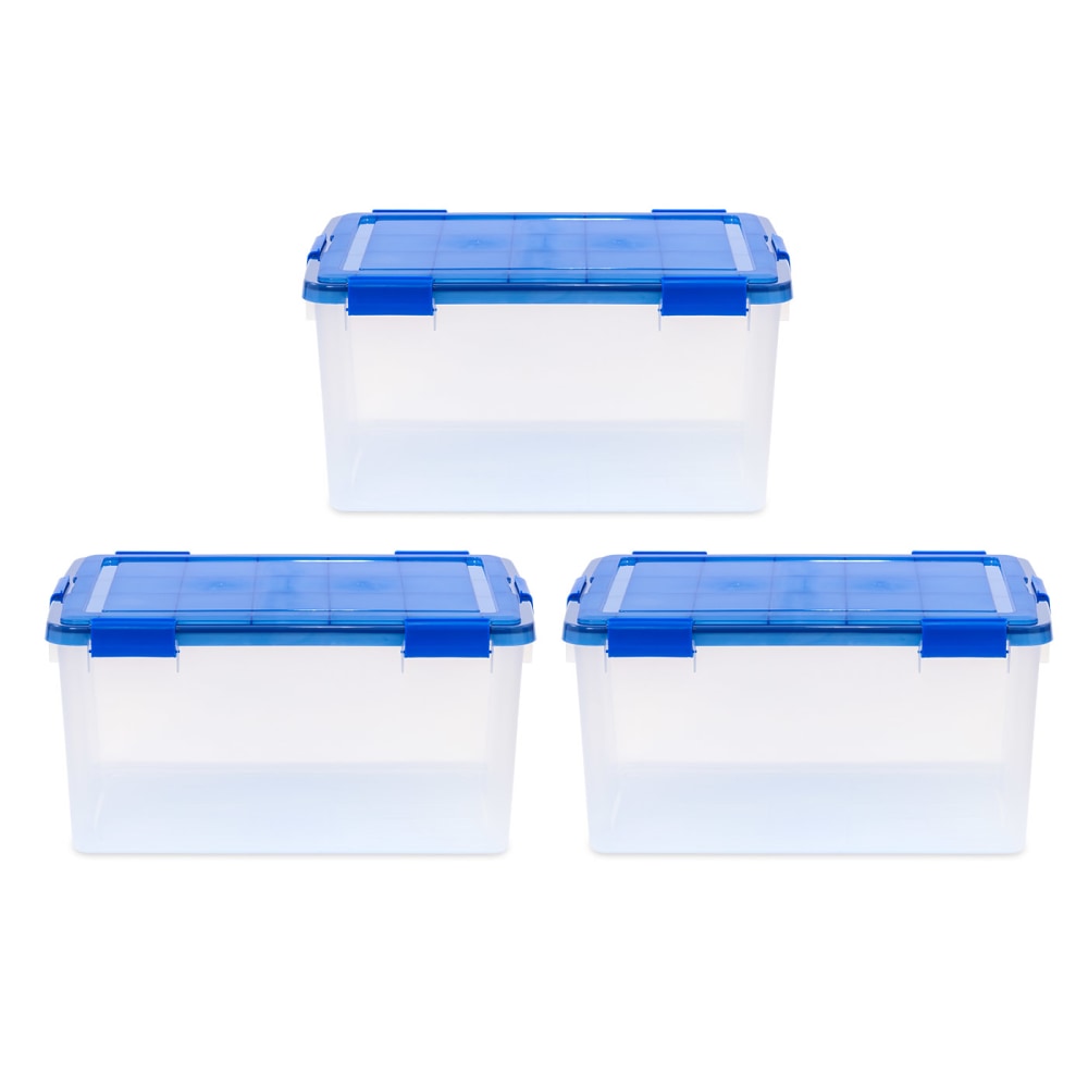 Iris Ultimate Weathertight Storage Boxes, 23-5/8inL x 20-1/16inW x 16-3/16inH, 62.8 Qt, Clear, Set Of 3 Boxes MPN:500141