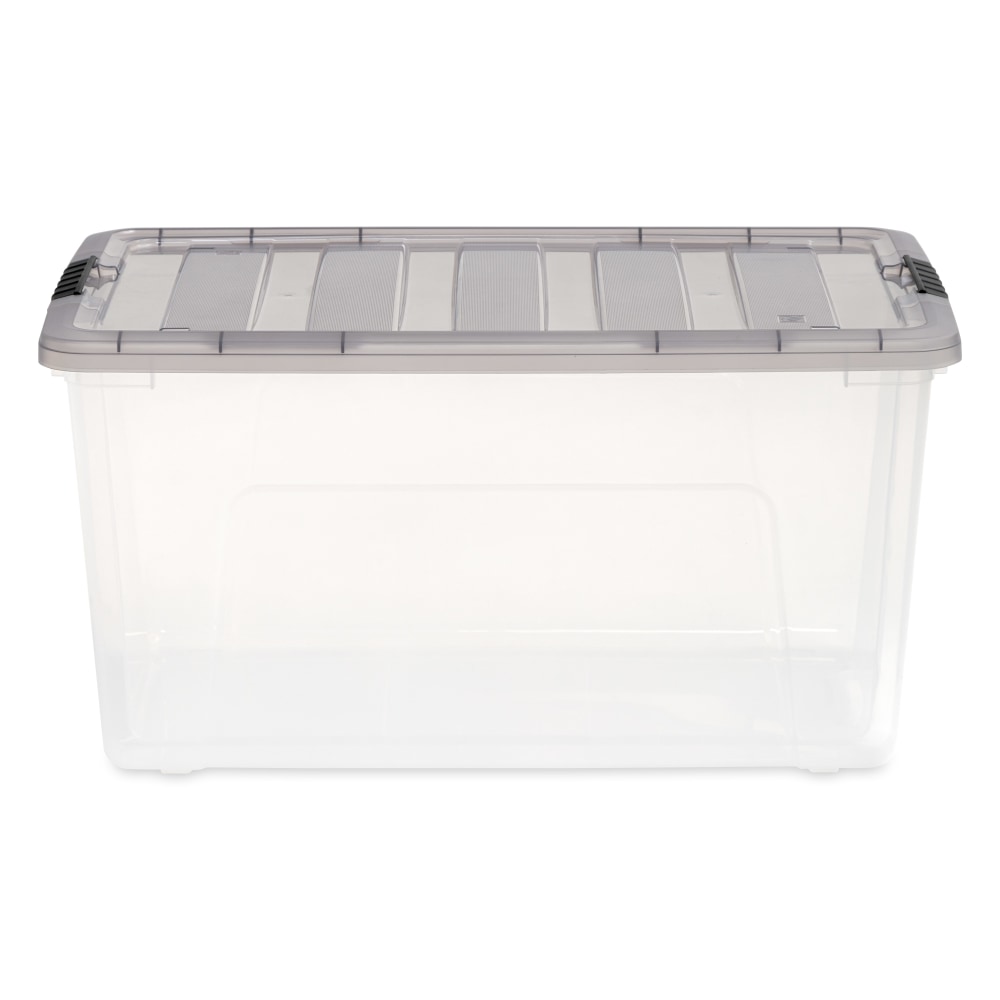Iris Stack & Pull Storage Boxes, 18 Gallon, Clear/Gray, Set Of 3 Boxes MPN:500150
