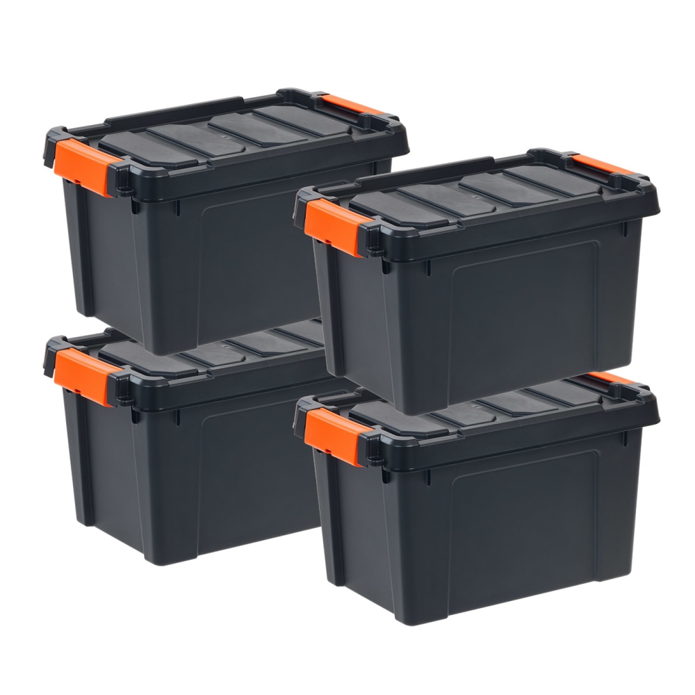 Iris Remington Heavy Duty Store-It-All Totes, 5 Gallon, Black, Set Of 4 Totes MPN:500152