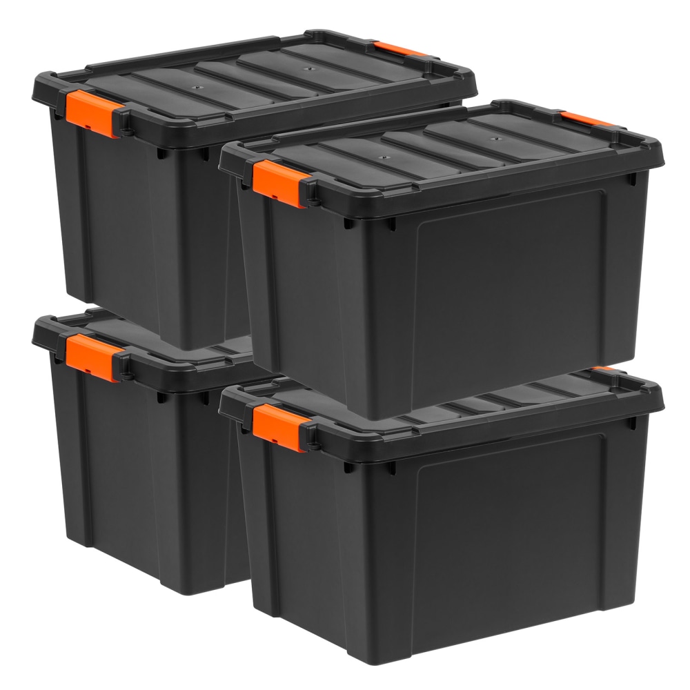 Iris Remington Heavy Duty Store-It-All Totes, 19 Gallon, Black, Set Of 4 Totes MPN:500154