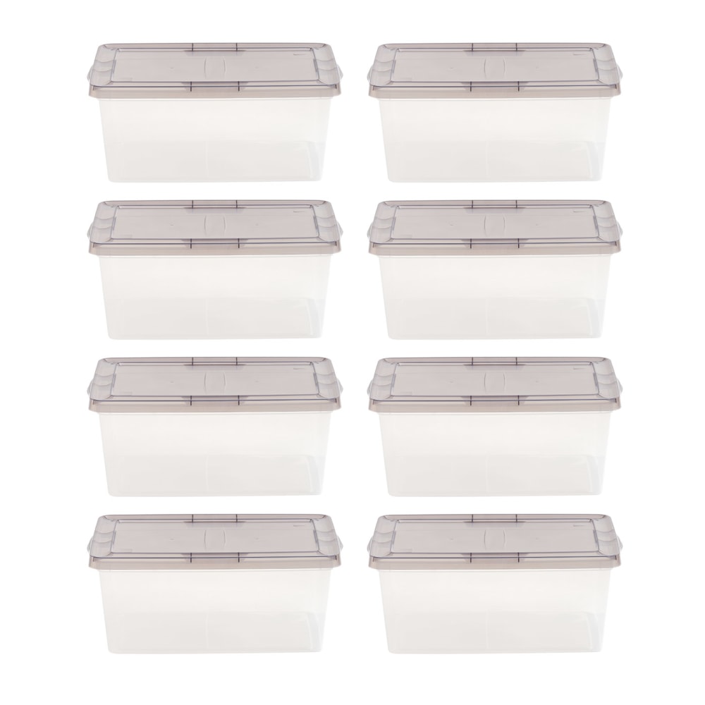 Iris Snap Top Storage Boxes, 4.3 Gallon, Clear, Set Of 8 Boxes MPN:500156