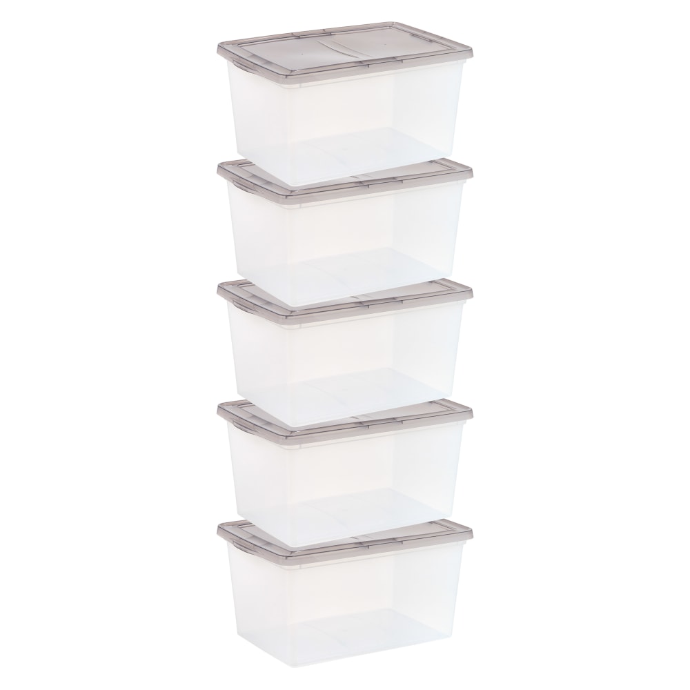 Iris Snap Top Storage Boxes, 14.5 Gallon, Clear, Set Of 5 Boxes MPN:500158