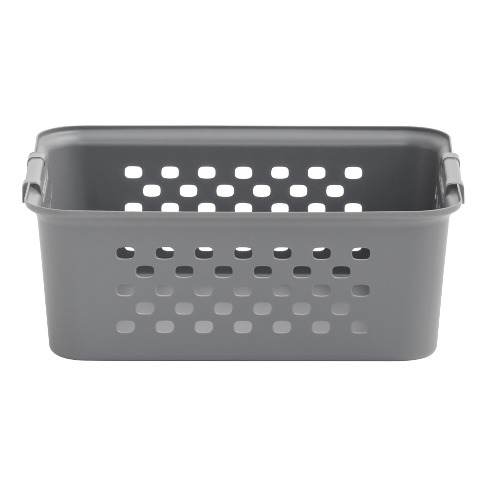 Iris Plastic Storage Baskets, Medium, 5inH x 11.125inW x 13.75inD, Gray, Set Of 4 Baskets MPN:500165