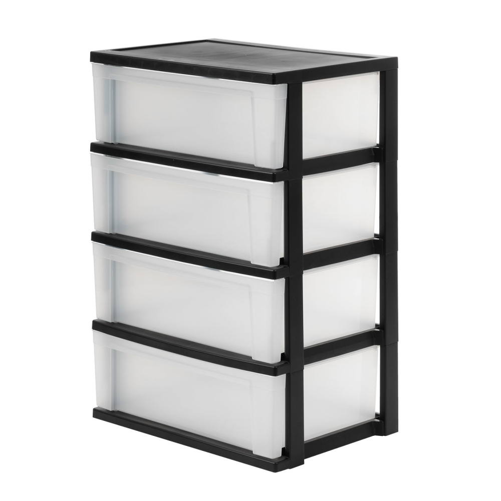 Iris Nesting Stacking Wide Chest, 4 Drawers, 29 Qt, Black MPN:301153