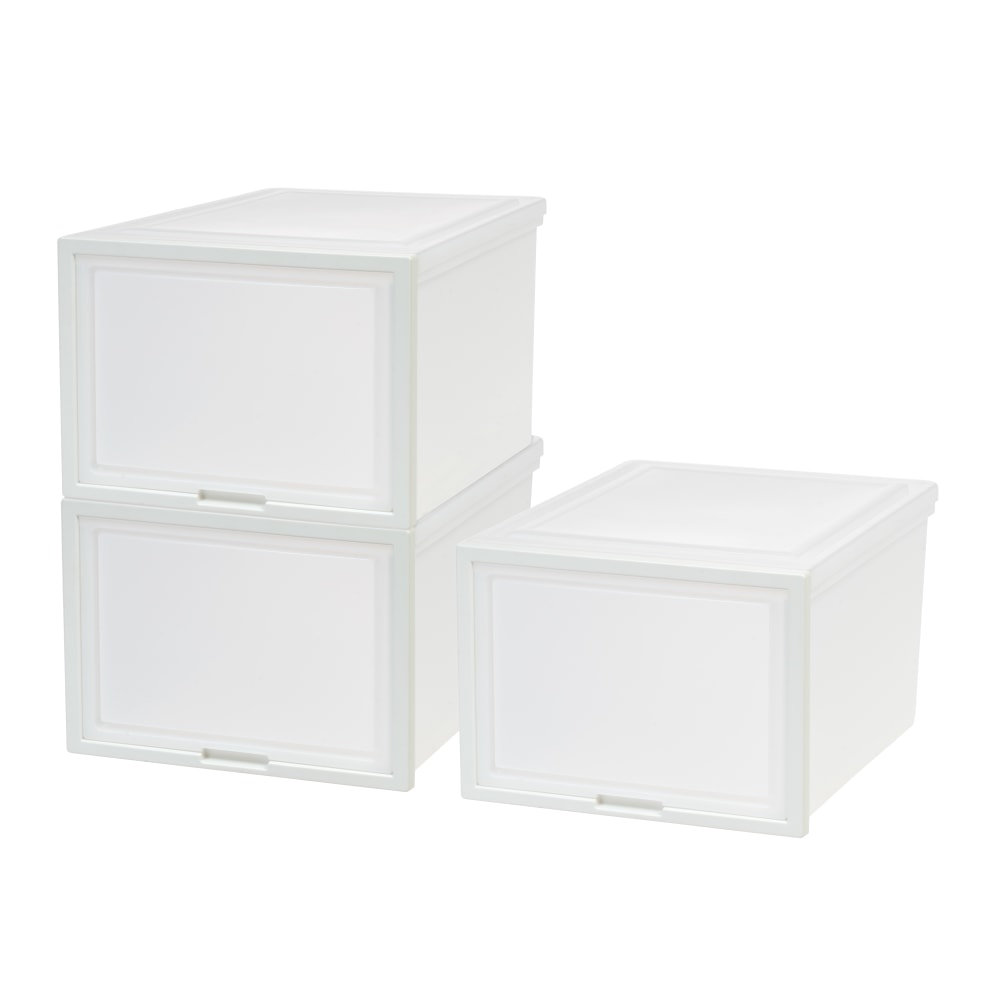 Iris Storage Bins With Sliding Doors, 14-1/4in x 16-1/8in, White, Set Of 3 Bins MPN:500057