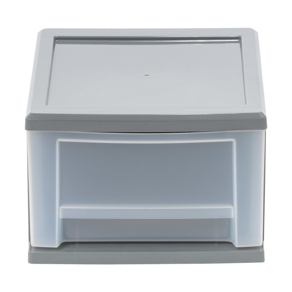 Iris Stackable Storage Bin With Drawer, 5-13/16inH x 8-3/4inW x 12-3/4inD, Gray MPN:500223