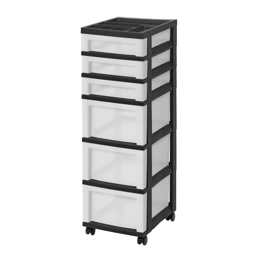 Iris Mini Chest, 6 Drawers, 67 Qt, Black MPN:585009