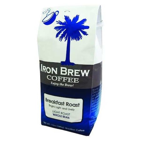 Coffee, Breakfast Roast, Bag, Caffeinated, Whole Bean, 12 oz MPN:B-12BRWB