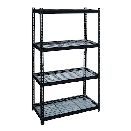 2300 Riveted Steel Wire Deck Shelving 4-Shelf Unit, 18