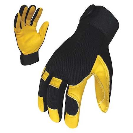 EXO Mechanics Gloves, Goatskin Palm, Polyester Back, S, Black/Gold MPN:EXO2-MLG2-02-S