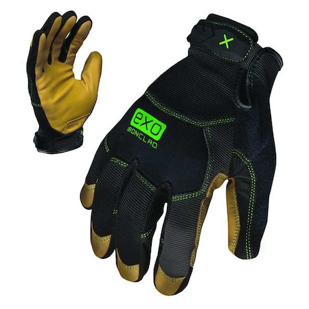 EXO Mechanics Gloves, Genuine Leather Palm, Polyester Back, XL, Black/Gold MPN:EXO2-MOL-05-XL