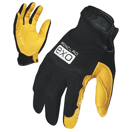 EXO Mechanics Gloves, Deerskin Leather Palm, Polyester Back, S, Black/Gold MPN:EXO2-MPLD-02-S